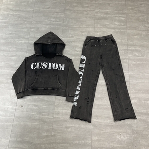 Conjunto deportivo de hombre con efecto acid wash, moderno y a la moda, adecuado para entrenamiento deportivo y uso casual. - Product Image 4