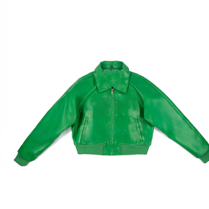 Blouson Bomber en Soie Vert pour Femme, Style Universitaire Sororité, Veste de Sport Premium avec Lettres Grecques, Streetwear Décontracté Teint pour le Printemps - Product Image 1