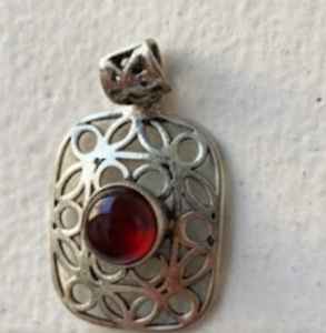 Pendentif en cornaline pour femme, bijoux en argent allemand style bohème, pendentif tendance fait main, chaîne et pendentif - Product Image 1