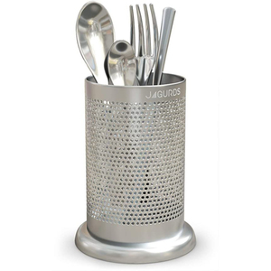 Latest Silver Finished Metal Farmhouse Utensil Holder Flatware Caddy <b>Vintage</b> Style Round Shape Kitchen Organizer - Product Image 6