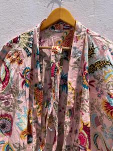 Turkish Print Cotton <b>Kimono</b> Robe Women Boho Floral Lightweight Bathrobe Lounge Wear Dressing Gown <b>Beach</b> Cover Up - Product Image 2