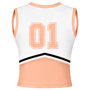 <b>Peach</b> Cheerleading Uniform <b>Top</b> Sleeveless V Neck Athletic Team Dance Practice Performance Sportswear Apparel - Product Image 2