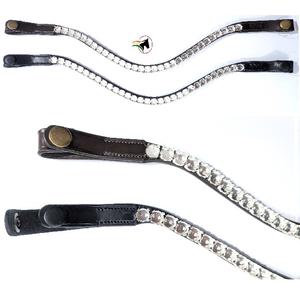 Fronture en cuir premium à dégagement rapide, design à chaîne à maillons creux avec boucles à bouton-pression pour une installation facile des cristaux - Product Image 1