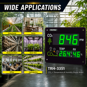 TECPEL TRH-3351 บอร์ดแสดงผลอุณหภูมิและความชื้น CO2 0-3000 ppm เครื่องตรวจสอบคุณภาพอากาศภายในอาคาร - Product Image 3