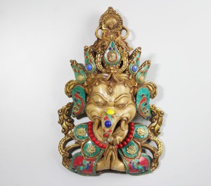 Máscara de Pared de Ganesha Hecha a Mano en Resina, Decoración de Pared con Rostro de Dios Hindú, Decoración para el Hogar o Templo - Product Image 3