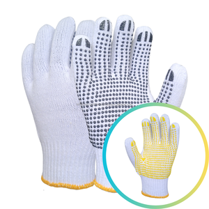 Gants antidérapants de sécurité améliorée en blanc blanchi à pois en PVC noir pour les tâches de coupe et d'élagage des cultures - Product Image 2