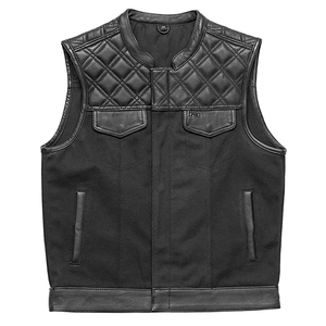 Men's Canvas Vest V-neck <b>Quilted</b> Panel Windproof Solid Color Casual Breathable Moto Biker Style Winter Outerwear Regular Fit - Product Image 1