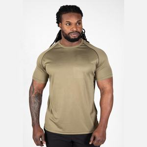 T-shirt de gymnastique unisexe pour hommes 100% polyester à séchage rapide manches raglan design vierge vêtements de musculation surdimensionnés - Product Image 1