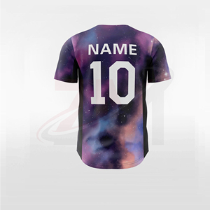 Camiseta de Béisbol Personalizada con Estampado de Galaxia Morada, Manga Corta, Cierre de Botones, Sublimada, 100% Poliéster, Unisex, Talla Adulto, Ligera - Product Image 3