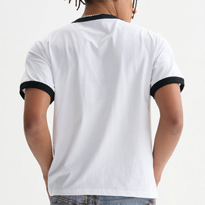 T-shirts Homme OEM en Gros, Vintage, Logo Personnalisé, Respirants, Bicolores, Manches Courtes, Tendance, Décontractés, Col Rond, Coupe Oversize - Product Image 6