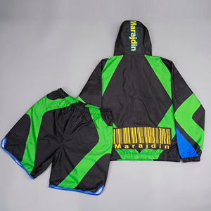 Conjunto de Chaqueta Corta con Capucha y Cremallera Impermeable para Hombre, Estilo Acid Wash, Ligero, de Algodón, Resistente al Viento - Product Image 4