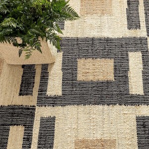 Chunky Hand Braided Jute Rug | Natural Basket Weave Area Carpet | Thick Textured Flatweave <b>Mat</b> Machine Made Non-Slip Wabi-Sabi - Product Image 6