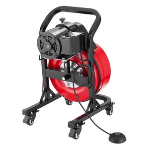 Sonda per la pulizia di scarichi con 4 frese, alimentazione manuale ad aria, su ruote, 50 FT x 1/2 pollice, con interruttore a pedale - Product Image 1