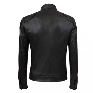 Chaqueta de Moto Clásica de Cuero Genuino Transpirable para Mujer, Cuello Alto, Hombros Acolchados, Manga Larga, Forro de Algodón, Otoño - Product Image 2