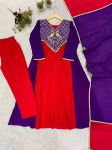 Premium Women's Traditional All Seasons Mul Chanderi Embroidered Kurta <b>Pant</b> Set with Cording <b>Sequin</b> Work & Designer Dupatta - Product Image 6