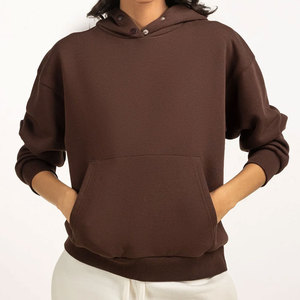 Sudadera con capucha de invierno ecológica 100% algodón en color sólido, diseño personalizado de alta calidad con logotipo, sudadera con capucha para mujer - Product Image 4