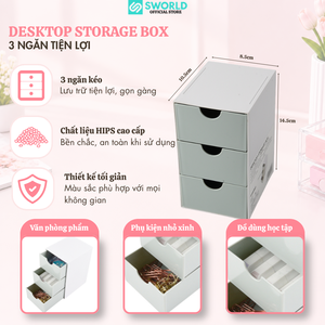 Sworld Desktop Storage <b>Box</b> 3 Drawer Organizer Minimalist Design <b>Plastic</b> Office Organizer 10.5x8.5x14.5cm - Product Image 2