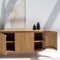 Buffet Grand Column Vandana Lunaris, meuble d'appoint minimaliste moderne en bois massif