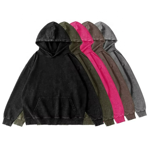 Sweat-shirts en coton épais 350 grammes pour hommes, style délavé, surdimensionnés, effet vieilli, avec impression en relief, vente en gros - Product Image 1