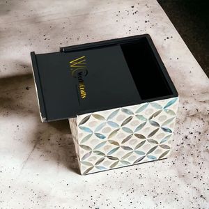 Premium Luxury MOP Inlay Rectangular <b>Tissue</b> Box Cover Botanical <b>Pattern</b> Artisan Shimmering Pearl Decorative Waterproof Durable - Product Image 3