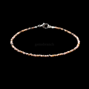 Pulsera de rodocrosita natural con cuentas facetadas, pulsera de piedras preciosas redondas para mujer, joyería de cristal curativo, pulsera de piedra natural - Product Image 2