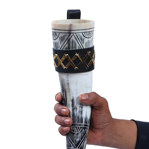 แก้วเบียร์สไตล์ไวกิ้งทำจากเขาควาย พรีเมียม กันน้ำ ขัดเงาอย่างเป็นธรรมชาติ เหมาะสำหรับตกแต่งงานปาร์ตี้และเป็นของขวัญ - Product Image 1