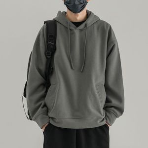 Sweat-shirt à capuche noir surdimensionné pour homme, couleur unie, en molleton de coton, décontracté, pour l'automne, avec poche, coupe classique - Product Image 6