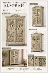 Armario de Madera Rajhans Hecho a Mano, Estilo Vintage, para Uso en el Hogar o Hotel, Disponible para Suministro al por Mayor - Product Image 5