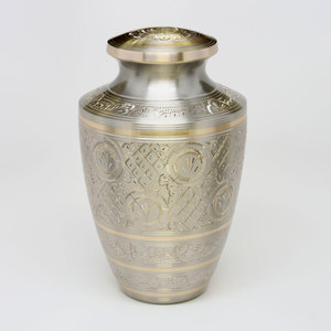 Handcrafted Metal Brass Funeral Cremation Urn Large Adult Urns for Human Ashes Set with Matching Token <b>Keepsake</b> Wholesale Urns - Product Image 5