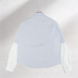 Nouveauté Chemises Oxford à manches longues pour hommes en coton 100% à double couche et patchwork - Product Image 3