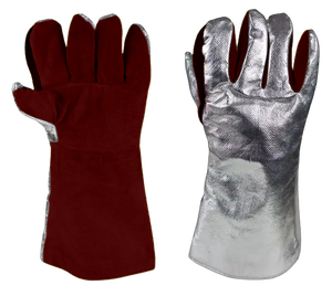 Heavy Duty Industrial Aluminized Spark Resistant Split Leather Safety Cuff TIG Welding <b>Gloves</b> Anti-Cut Anti-Vibration Heat Nomex - Product Image 3