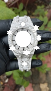 Montre de luxe édition limitée avec mouvement automatique, cadran en cristal, bracelet en acier inoxydable de 20 mm, 39 mm, pour homme et femme, style hip-hop glacé avec moissanite - Product Image 2