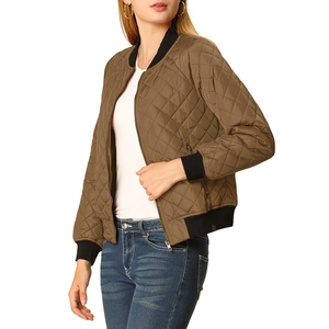 Blouson Bomber matelassé pour femme, couleur unie, manches longues, fermeture éclair, collection automne 2026, best-seller, prix abordables - Product Image 1