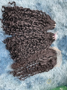 Extensions de cheveux humains vierges Remy vietnamiens, ondulés profonds, double épaisseur, à bandes adhésives, couleur noir naturel, lot complet pour la tête - Product Image 3