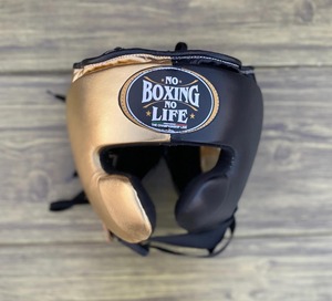 No Boxing No Life, protège-tête de boxe professionnel intégral, rembourré, protection des joues et du menton, équipement d'entraînement, ajustement en cuir réglable - Product Image 3