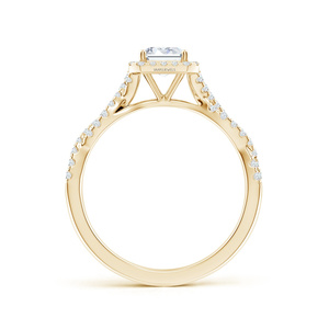 Anillo de Compromiso con Halo de Diamantes Cultivados en Laboratorio con Certificación IGI, Corte Esmeralda, Oro de 10K, 14K, 18K, Plata 925, 935 - Product Image 3