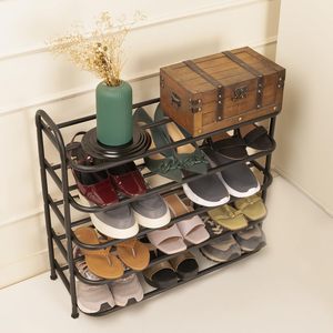 Multi-Purpose Modern Living Room <b>Shoe</b> Rack-Curve Model-1 Shelf (69.5W Cm X 28.5D Cm X 63.7H Cm) Black Wood - Product Image 1