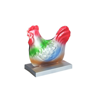 Escultura de gallo de mesa colorida-Estatuilla de pollo decorativa pintada con degradado para exhibición en el hogar o la oficina - Product Image 4