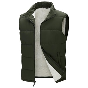 Chaleco Acolchado Azul Marino para Hombre, Cuello Alto, Cierre de Cremallera, Cortavientos, Informal, Ropa de Invierno, Relleno de Poliéster, Bolsillos, Largo Regular - Product Image 3