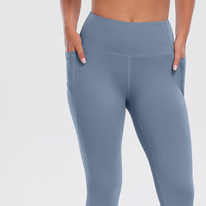 Leggings décontractés pour femmes à taille haute avec poches pointues, tissu en fibre soyeuse, matière hautement extensible, pantalon de yoga - Product Image 5