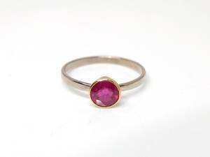 White <b>Gold</b> Ruby Engagement <b>Ring</b> Red Stone Bi Color White Yellow <b>Gold</b> Modern Jewelry Gift For Women - Product Image 1