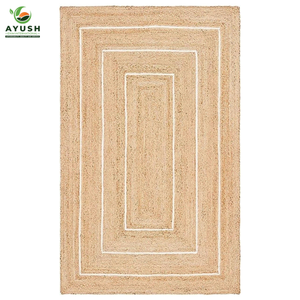 Tapis décoratif pour la maison, mandala peint à la main en jute 100% naturel, design minimaliste, pour intérieur et extérieur - Product Image 4