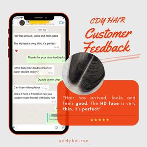 CDYHAIRVN Premium pour Lace Frontal Transparent Cheveux Naturels Raides Bruts Fini Lisse Nœuds Simples et Doubles Raie Personnalisée - Product Image 5