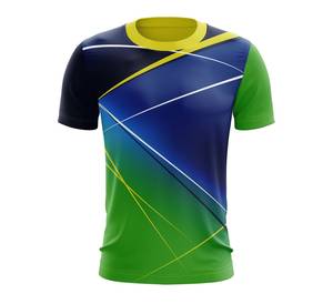 เสื้อยืดคอกลมแขนสั้นผู้ชาย สีเขียวเหลือง ลายพิมพ์ซับลิเมชั่น แห้งเร็ว ทรงปกติ สวมใส่สบาย ผ้าถัก โพลีเอสเตอร์ 100% - Product Image 3