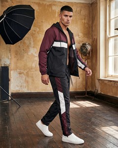 Conjunto Deportivo Impermeable con Capucha y Bloques de Color Sólido Unisex, Ligero, de Poliéster, con Cierre de Cordón, para Otoño - Product Image 5