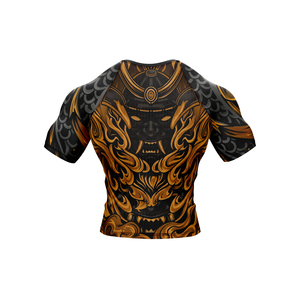Chemise de compression à manches courtes pour homme, imprimé dragon noir et or, séchage rapide - Product Image 4