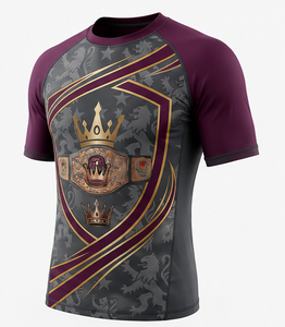 King of Rings Boxing <b>Compression</b> <b>Shirt</b> <b>Men</b> Full Sleeve UPF50 Anti-Bacterial Purple Gray Sublimation Print Quick Dry Rash Guard - Product Image 3