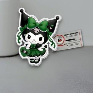 แผ่นต่อขนตาปลอมสีเขียว Hello Kitty แบบมืออาชีพแผ่นต่อขนตาอะคริลิครูปหัวใจสีเขียว - Product Image 1