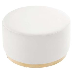 Pouf Ottoman Gonflable Rond de Taille Moyenne en Velours Blanc, Portable, pour Salon, Chambre, Salle à Manger, Hôtel, Design Moderne - Product Image 1