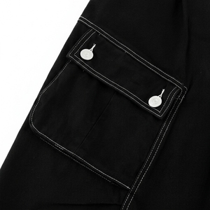 Shorts en jean baggy pour hommes et femmes, vente en gros, été, délavés, style Hip Hop Streetwear, taille mi-haute, ourlet brut, décontractés, utilitaires, style workwear, grandes poches - Product Image 6